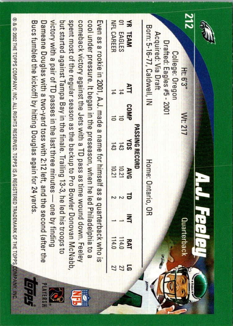 2002 Topps A.J. Feeley
