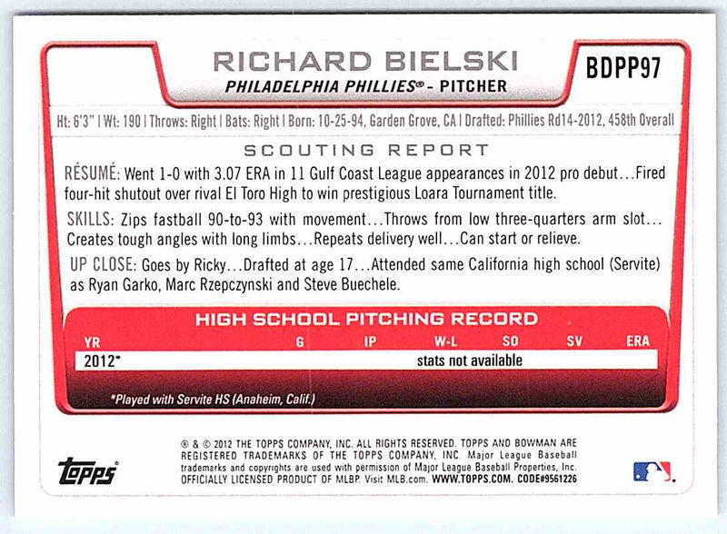 2012 Bowman Richard Bielski