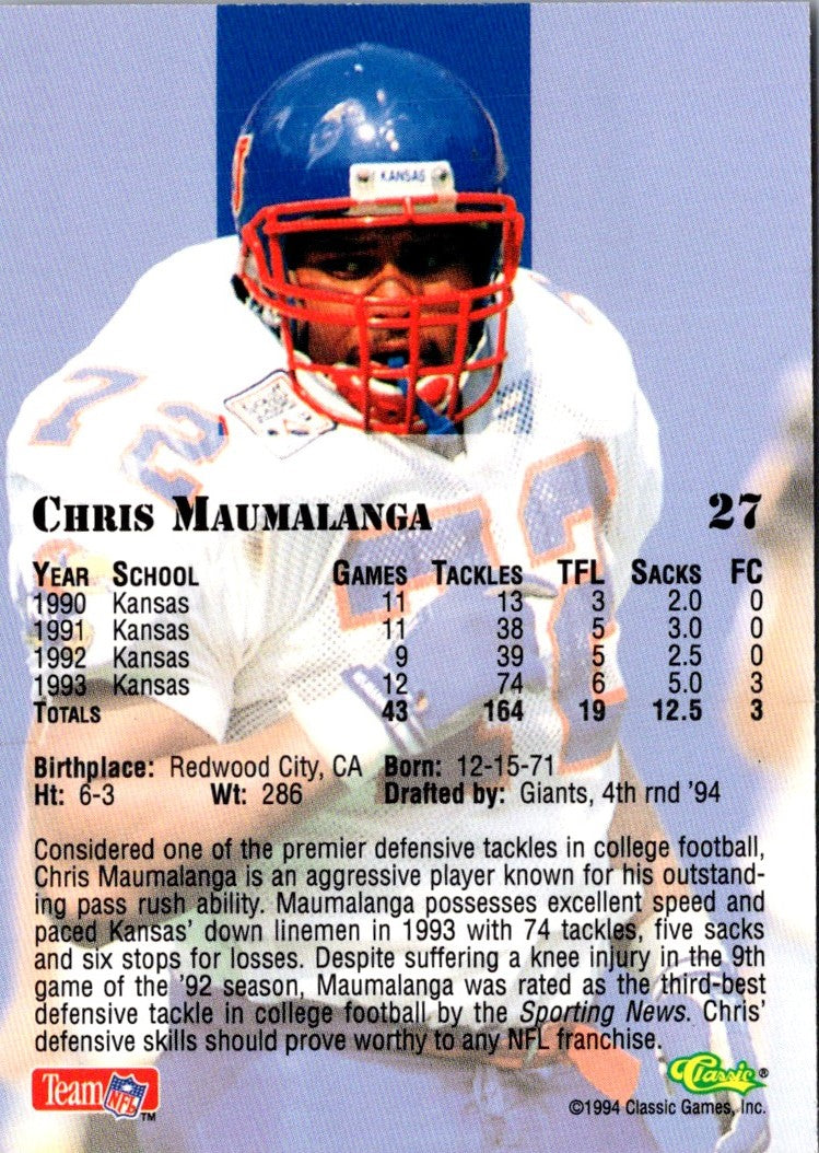 1994 Classic NFL Draft Chris Maumalanga
