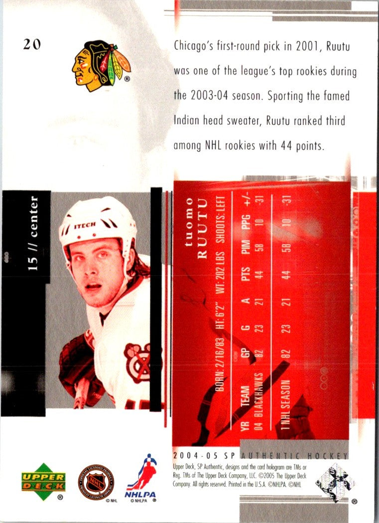 2004 SP Authentic Tuomo Ruutu