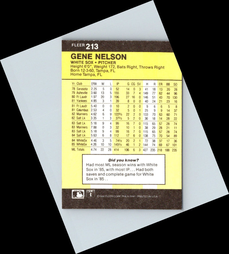 1986 Fleer Gene Nelson