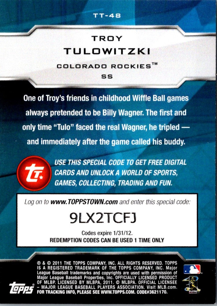 2011 Topps Town Troy Tulowitzki