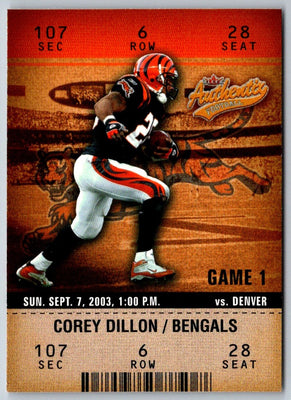 2003 Fleer Authentix Corey Dillon #93