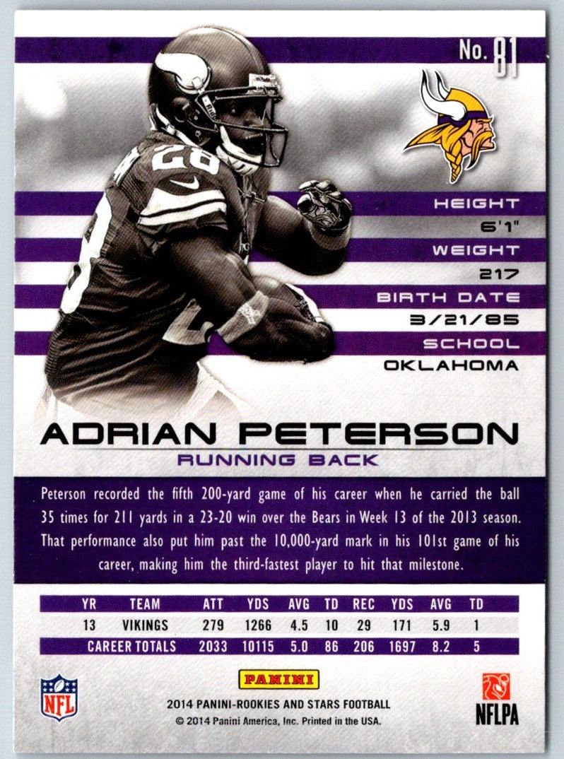 2014 Panini Rookies & Stars Adrian Peterson