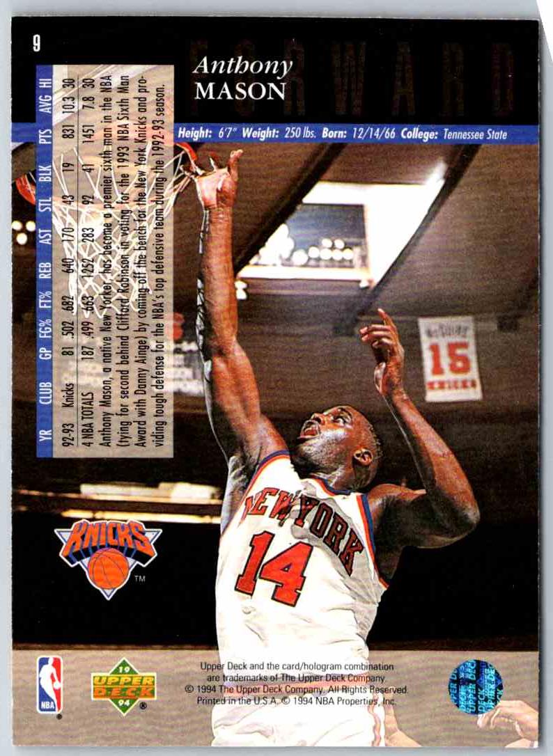 1995 Upper Deck Anthony Mason