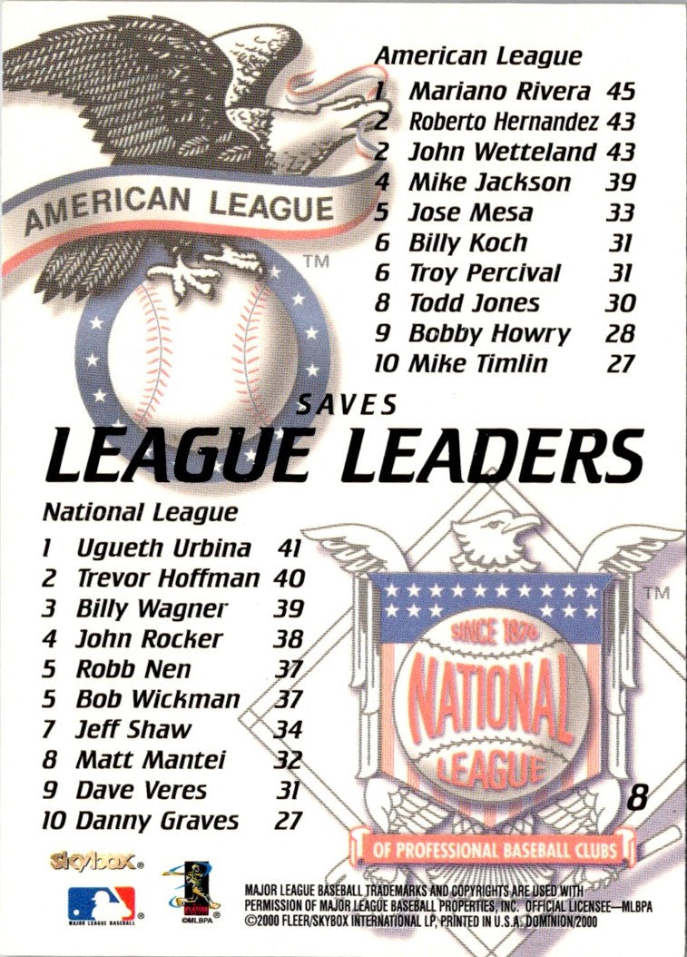 2000 SkyBox Dominion Ugueth Urbina/Mariano Rivera