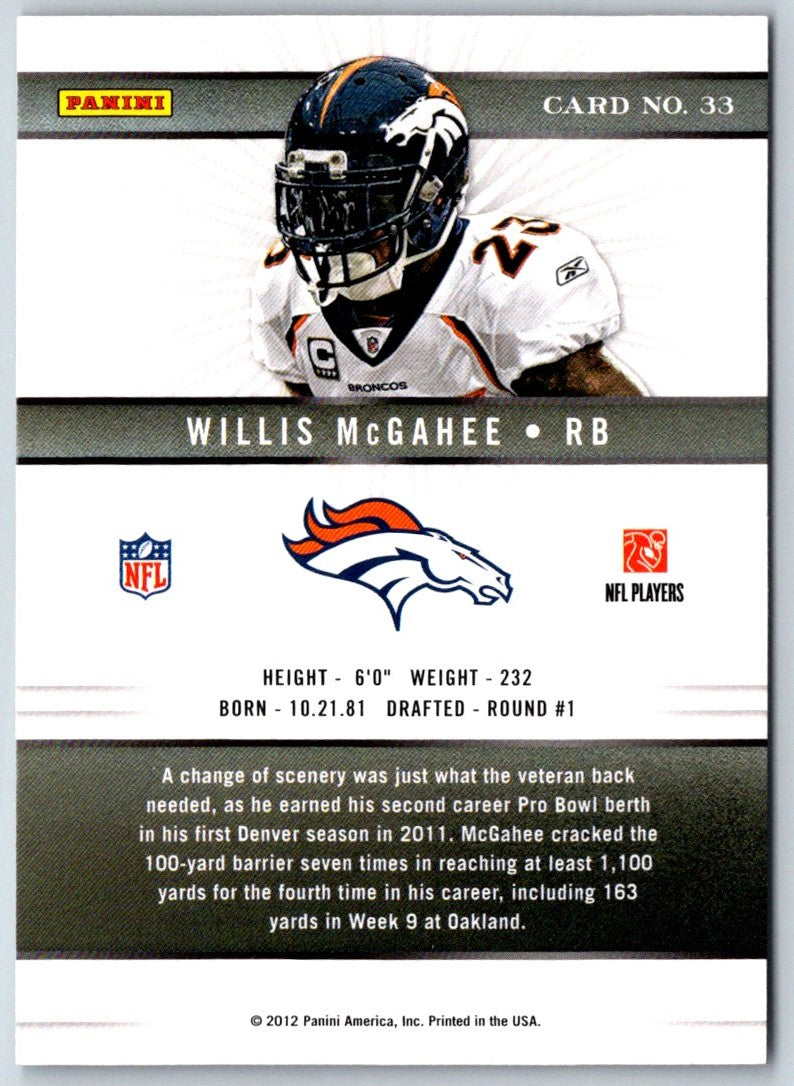 2011 Panini Adrenalyn XL Willis McGahee