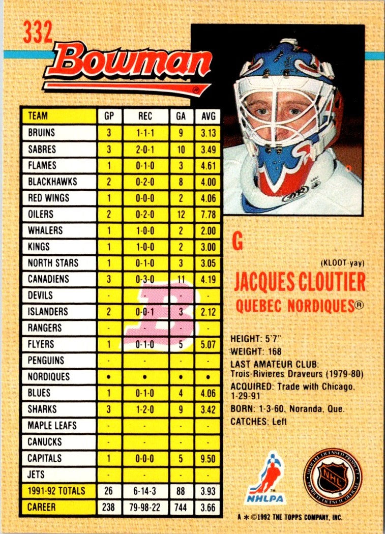 1992 Bowman Jacques Cloutier