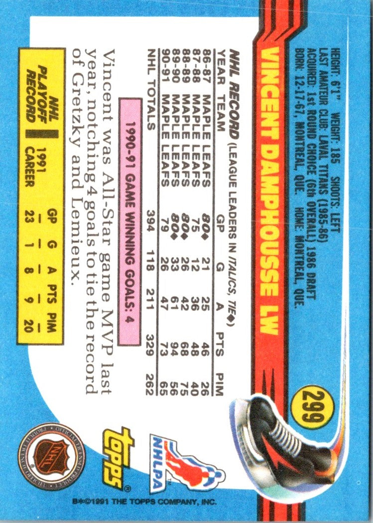 1991 Topps Vincent Damphousse