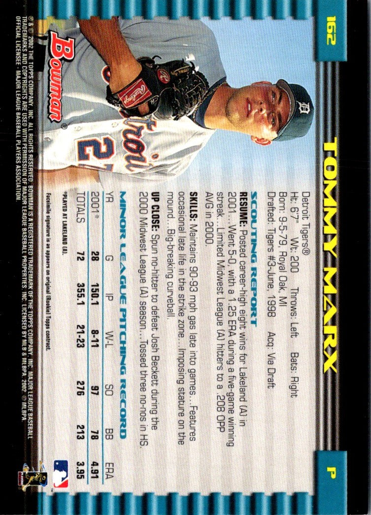 2002 Bowman Gold Tommy Marx