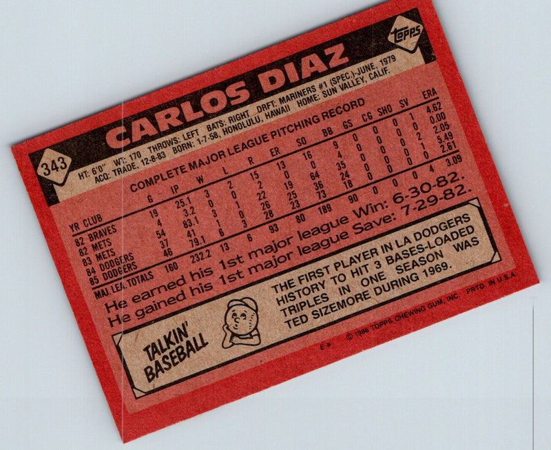 1986 Topps Carlos Diaz