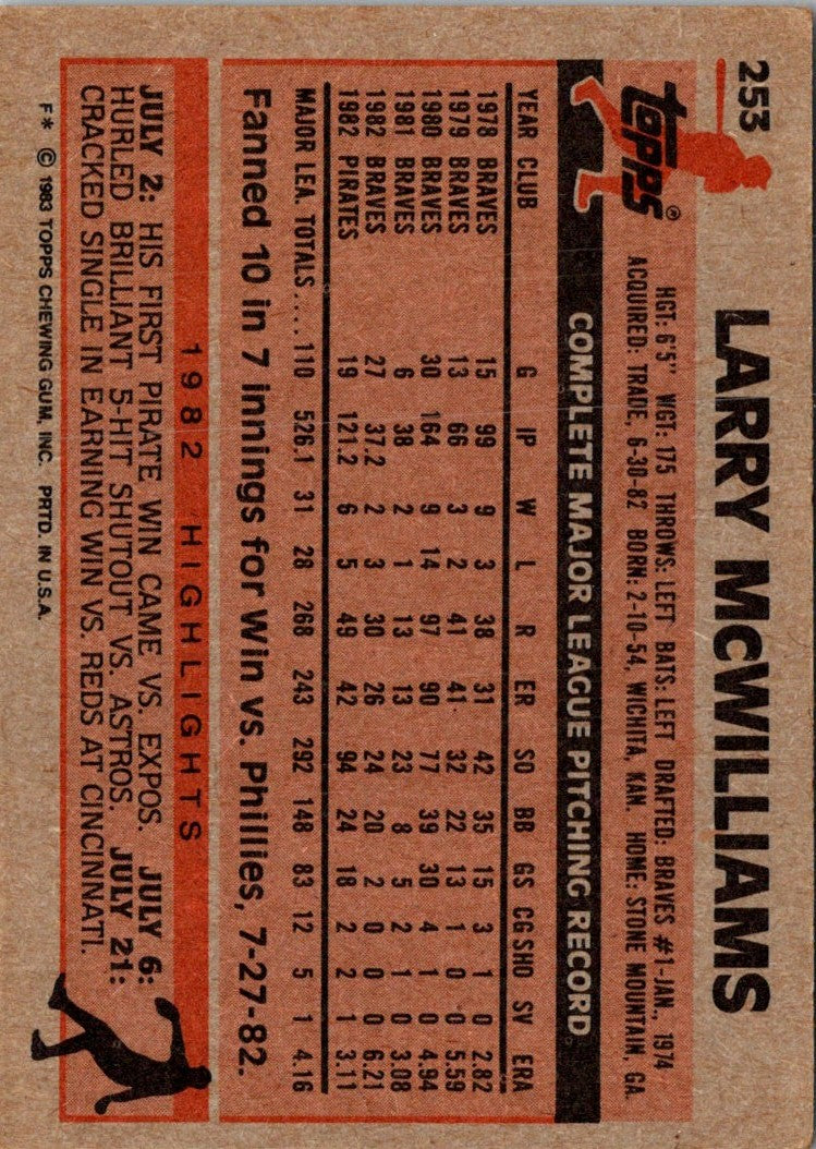 1983 Topps Larry McWilliams