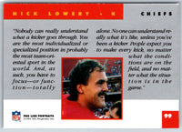 1991 Pro Line Portraits Nick Lowery #99