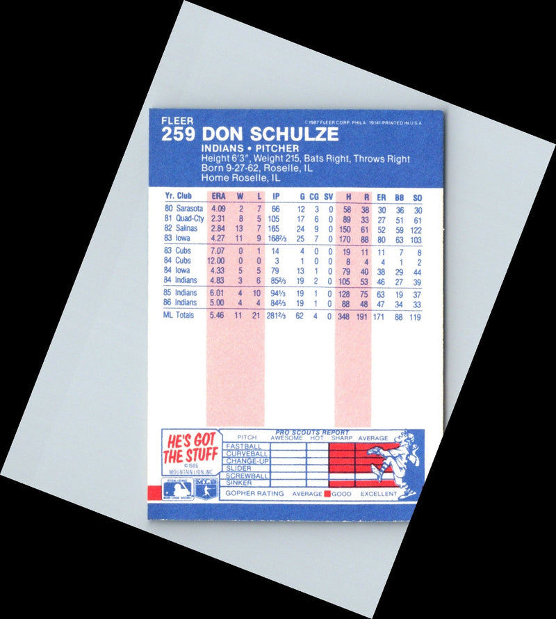 1985 Fleer Don Schulze