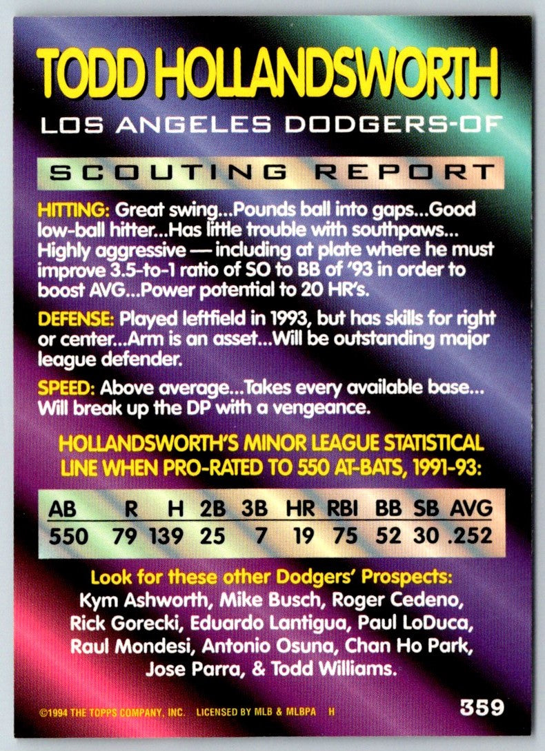 1994 Bowman Todd Hollandsworth