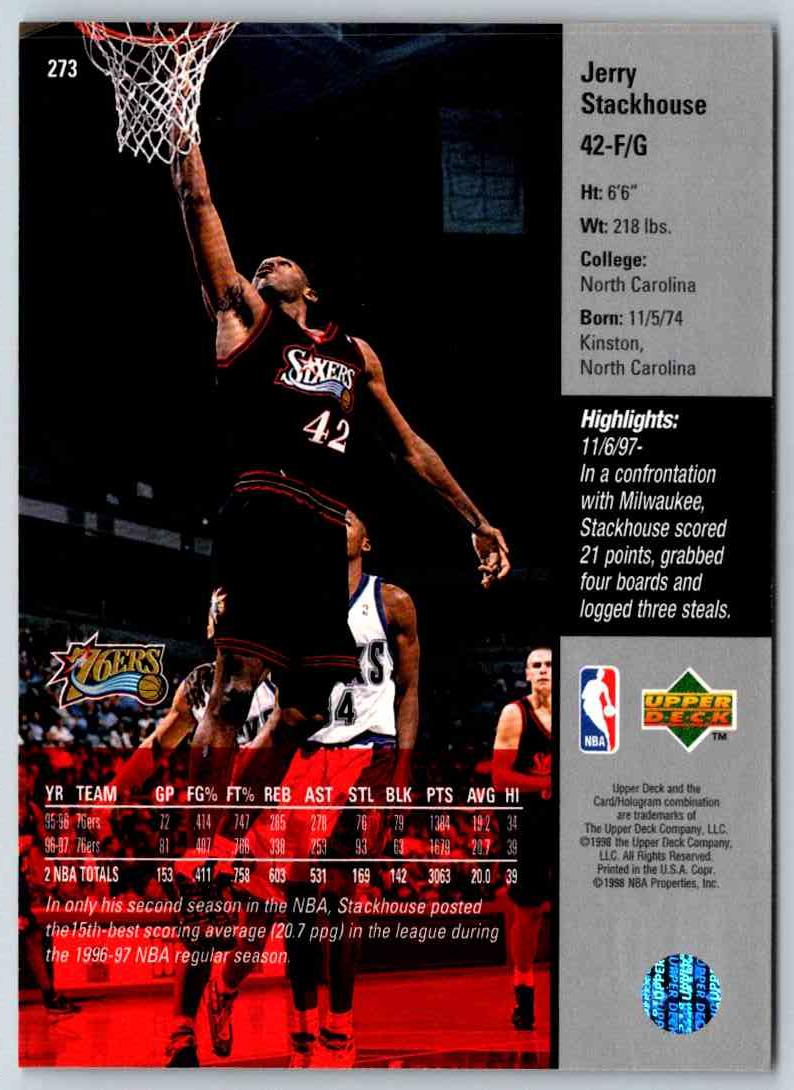 1995 Upper Deck Jerry Stackhouse