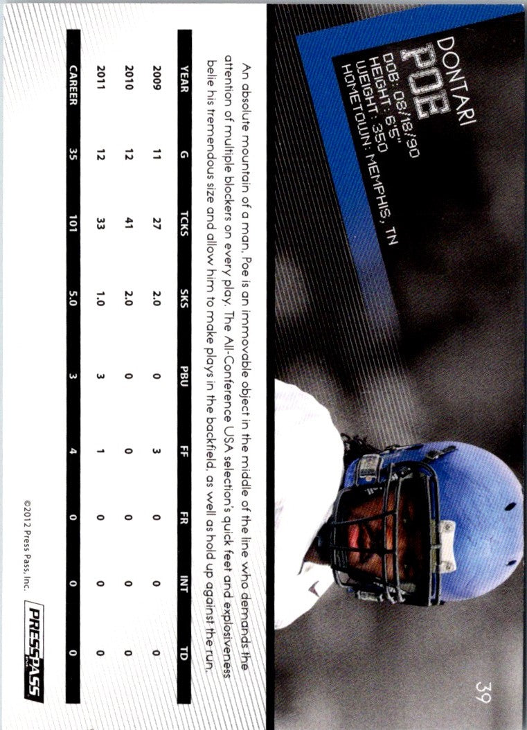 2012 Press Pass Dontari Poe