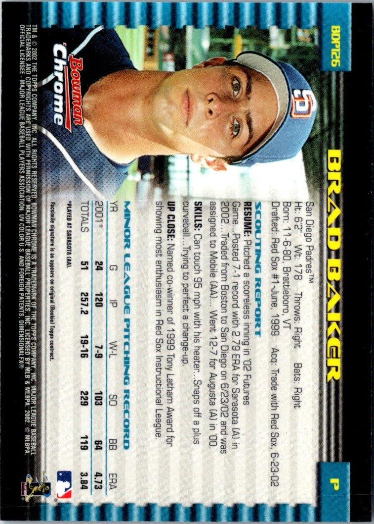 2002 Bowman Draft Picks & Prospects Brad Baker