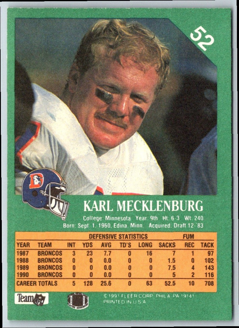 1991 Fleer Karl Mecklenburg