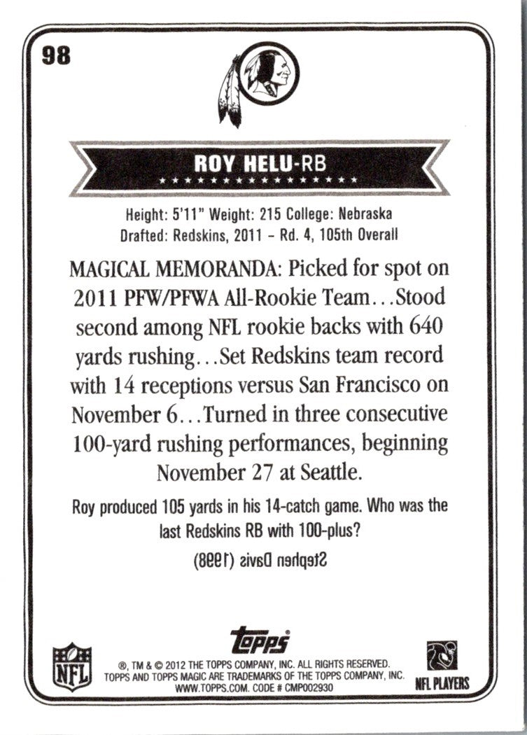 2012 Topps Magic Roy Helu