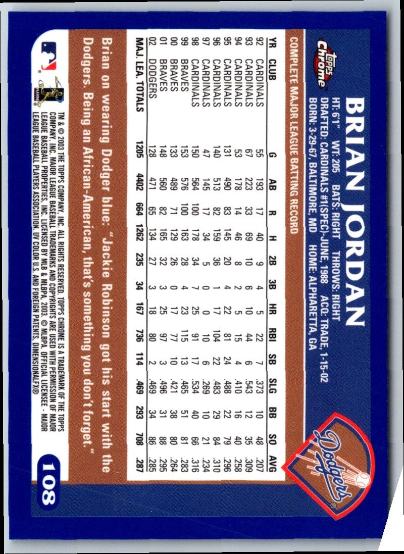 2003 Topps Chrome Brian Jordan