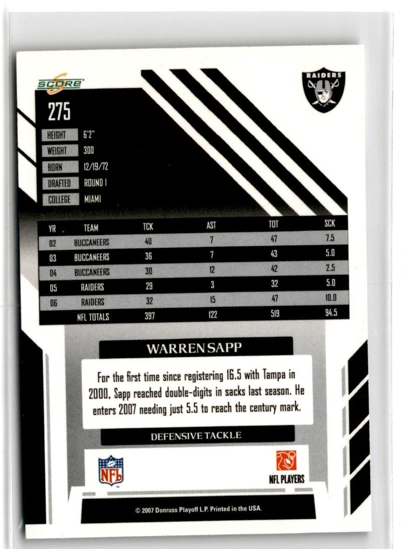2007 Score Atomic Warren Sapp