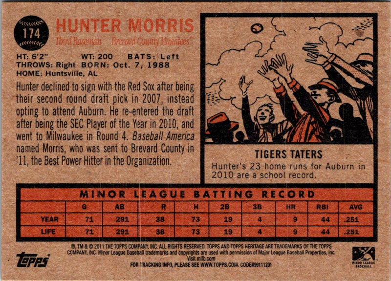 2011 Topps Heritage Minor League Hunter Morris