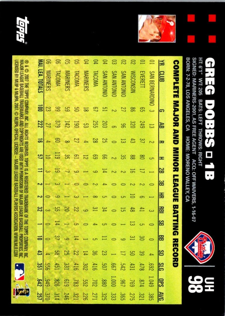 2007 Topps Updates & Highlights Greg Dobbs