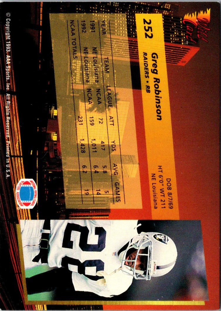 1993 Wild Card Greg Robinson