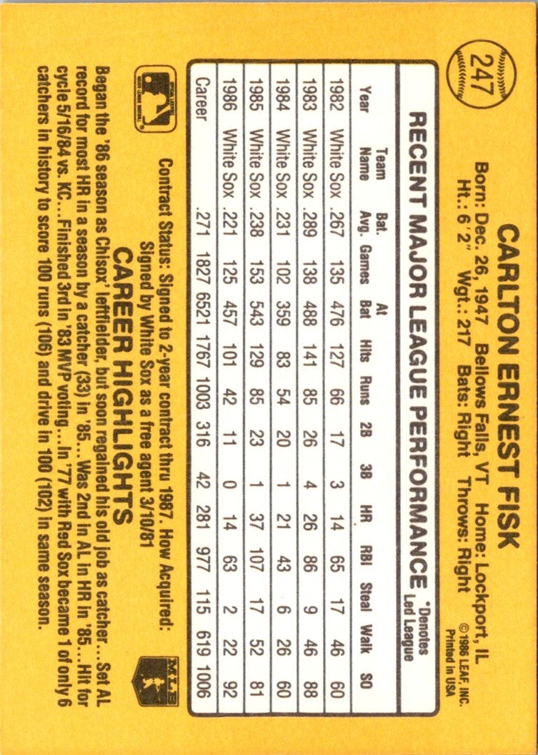 1987 Donruss Carlton Fisk