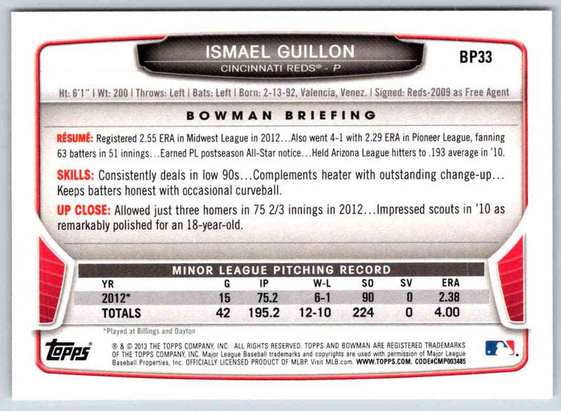 2013 Bowman Ismael Guillon