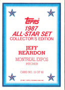1987 Topps Glossy Send-Ins Jeff Reardon