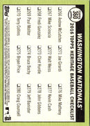 2016 Topps Heritage Washington Nationals