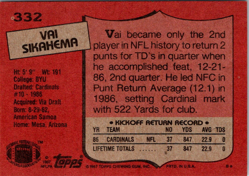 1987 Topps Vai Sikahema