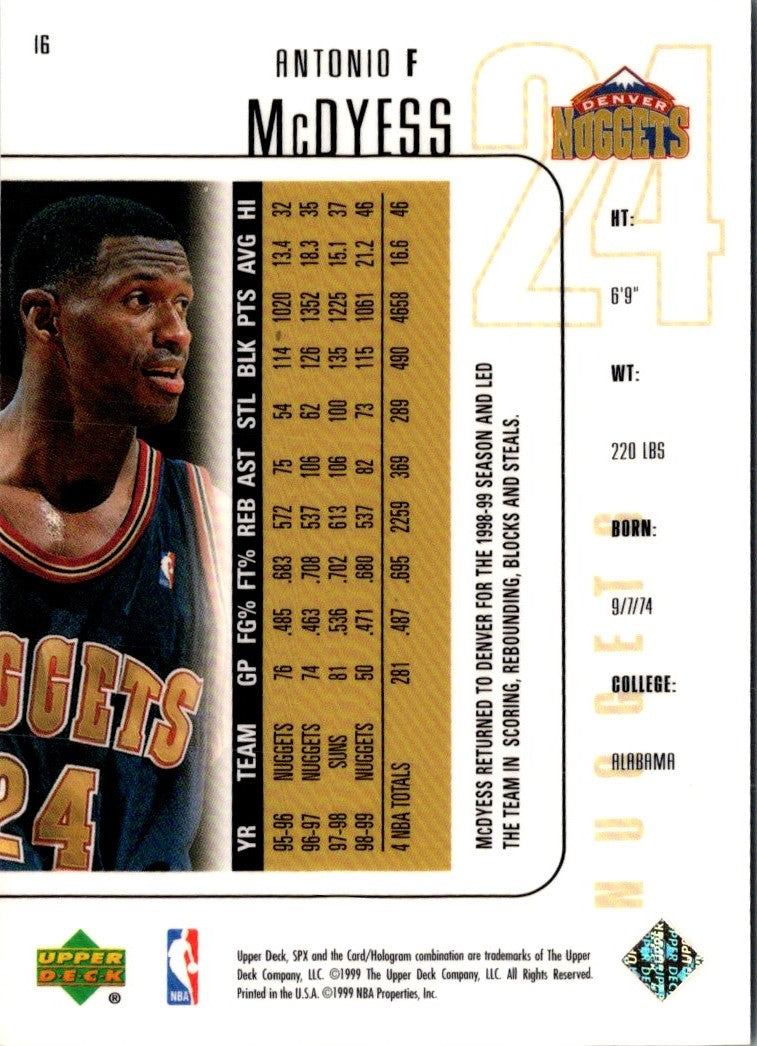 1999 SPx Antonio McDyess