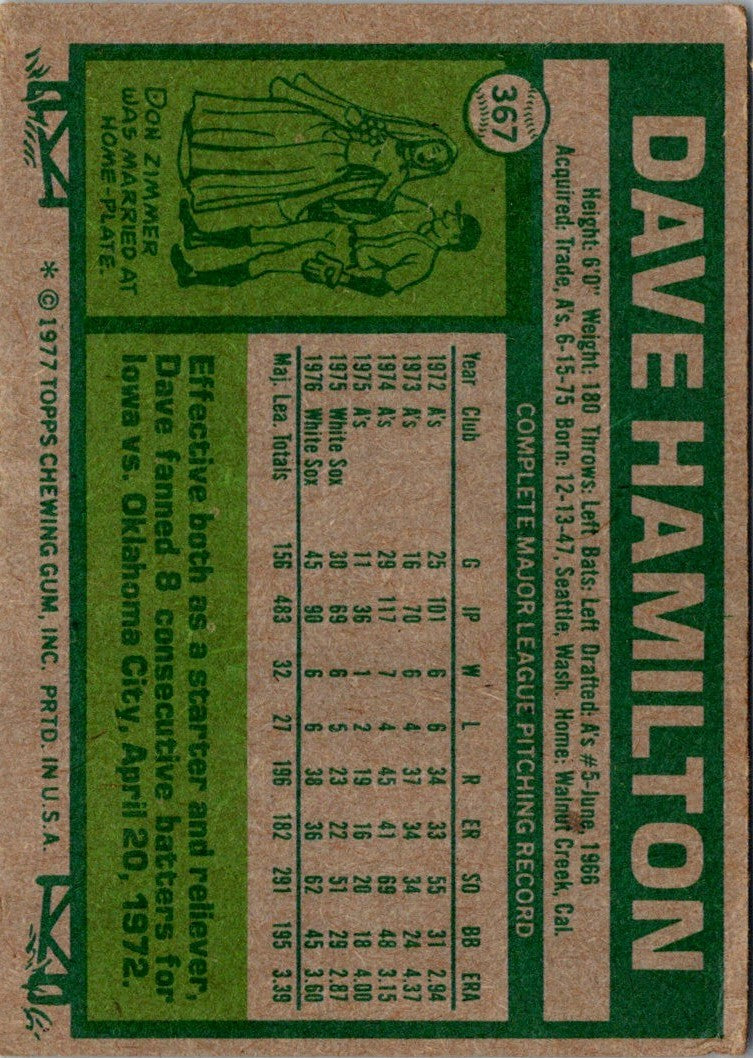 1977 Topps Dave Hamilton