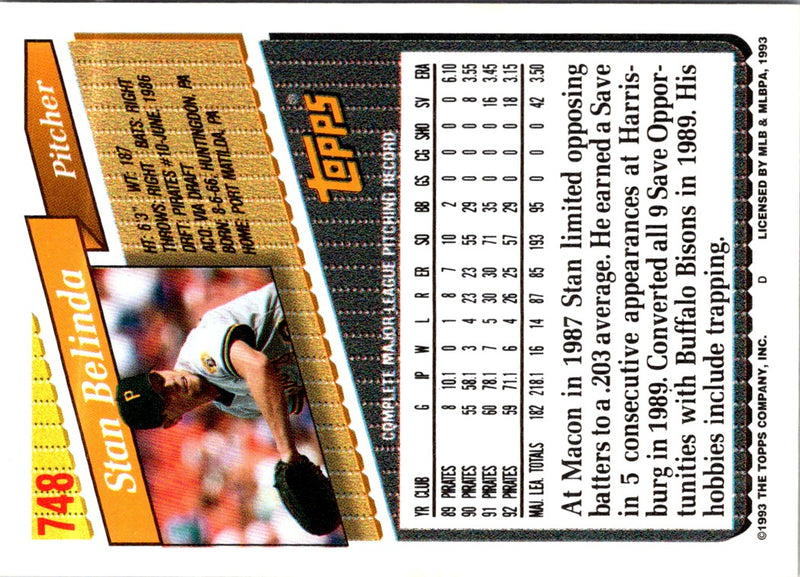 1993 Topps Stan Belinda