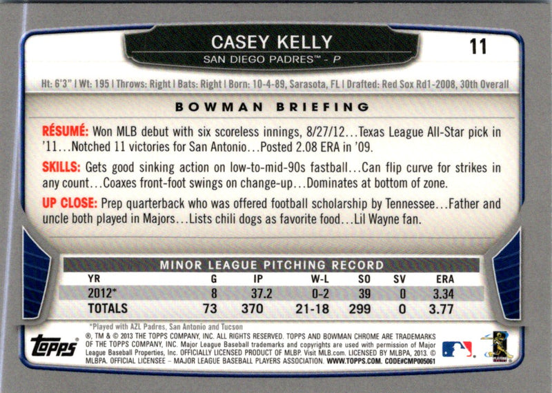 2013 Bowman Chrome Casey Kelly