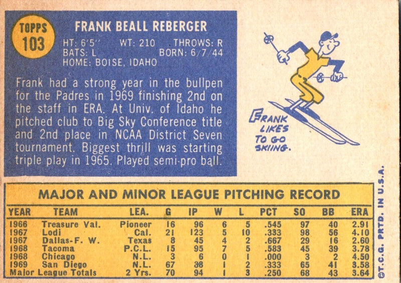 1970 Topps Frank Reberger