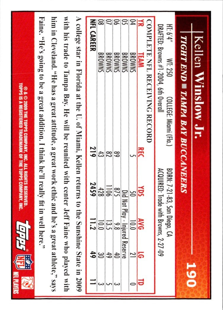 2009 Topps Kellen Winslow Jr.