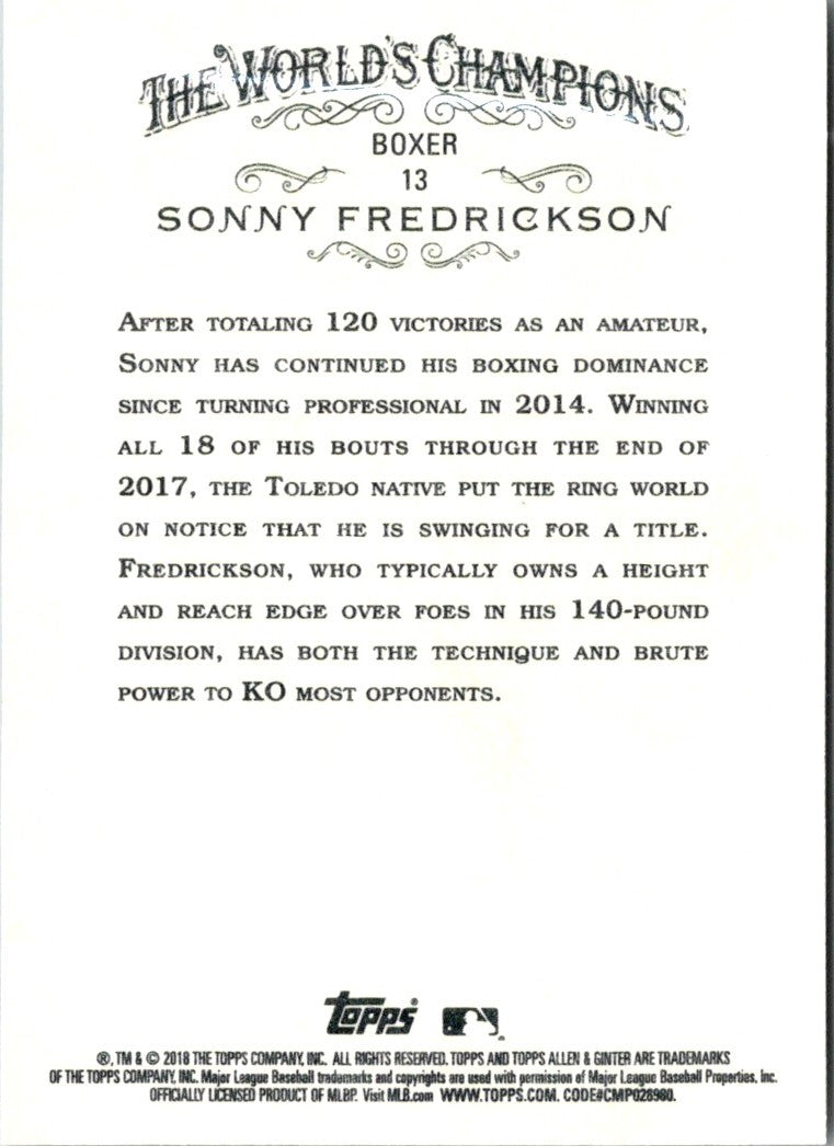 2018 Topps Allen & Ginter Sonny Fredrickson