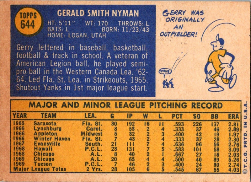 1970 Topps Gerry Nyman