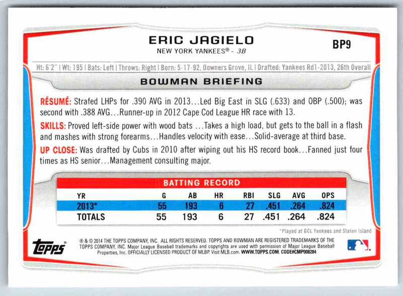 2014 Bowman Eric Jagielo