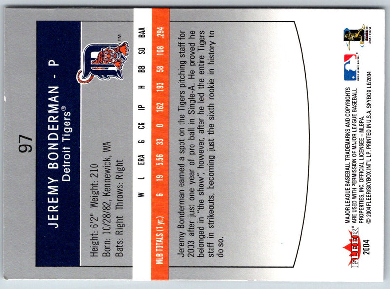 2004 SkyBox LE Jeremy Bonderman