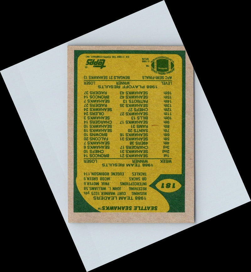 1989 Topps 1000 Yard Club Curt Warner