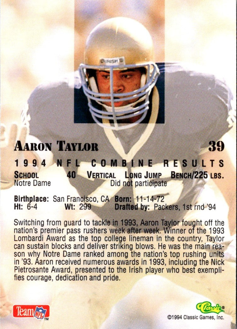 1994 Classic NFL Draft Aaron Taylor