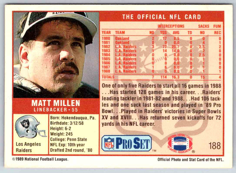 1989 NFL Proset Matt Millen