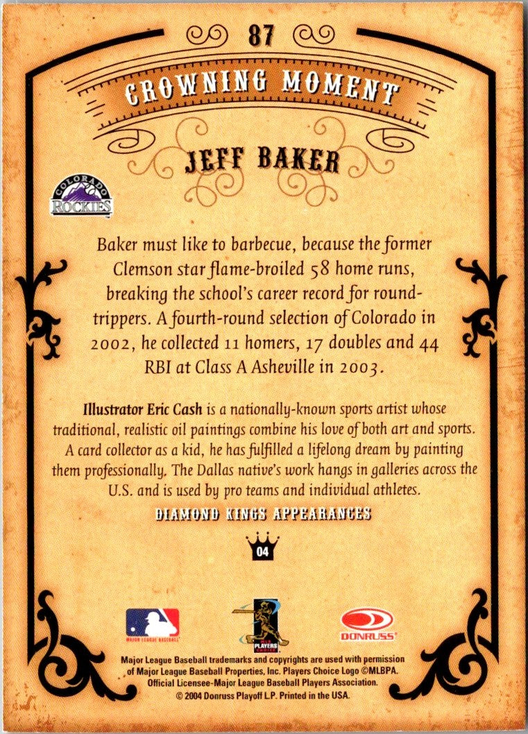 2004 Donruss Diamond Kings Jeff Baker