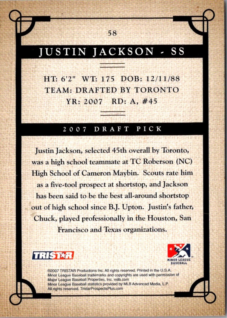 2007 Tristar Prospects Plus Justin Jackson