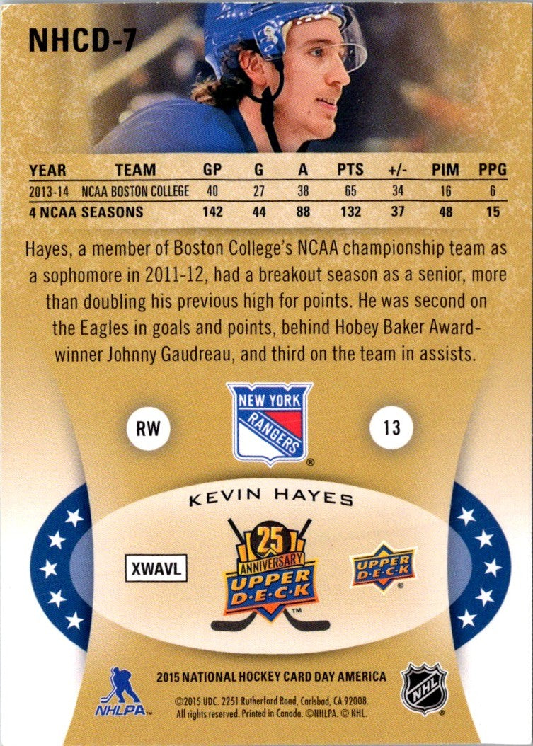 2014 Upper Deck National Hockey Card Day USA Kevin Hayes